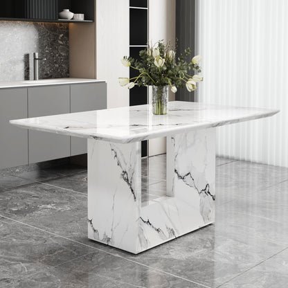 Sumdeal Rectangular Faux Marble Dining Table for Modern Dining Rooms - main image 1