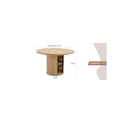 Sumdeal Round Wood-Look Dining Table for Apartments and Kitchens - main image 1