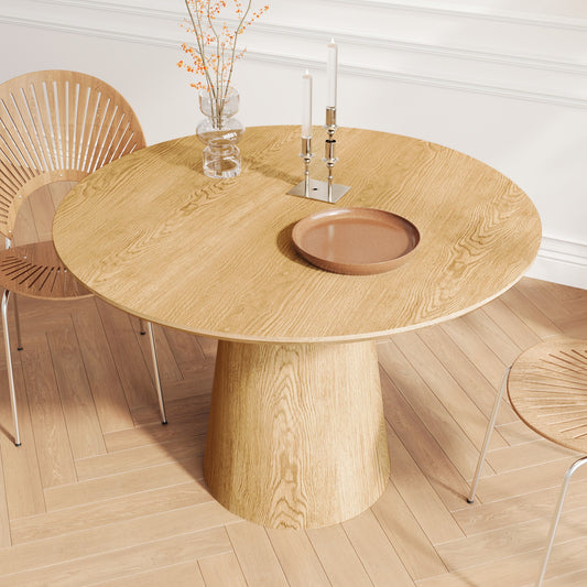 Sumdeal 43-inch Round Wood-Look Dining Table with Pedestal Base - main image 1