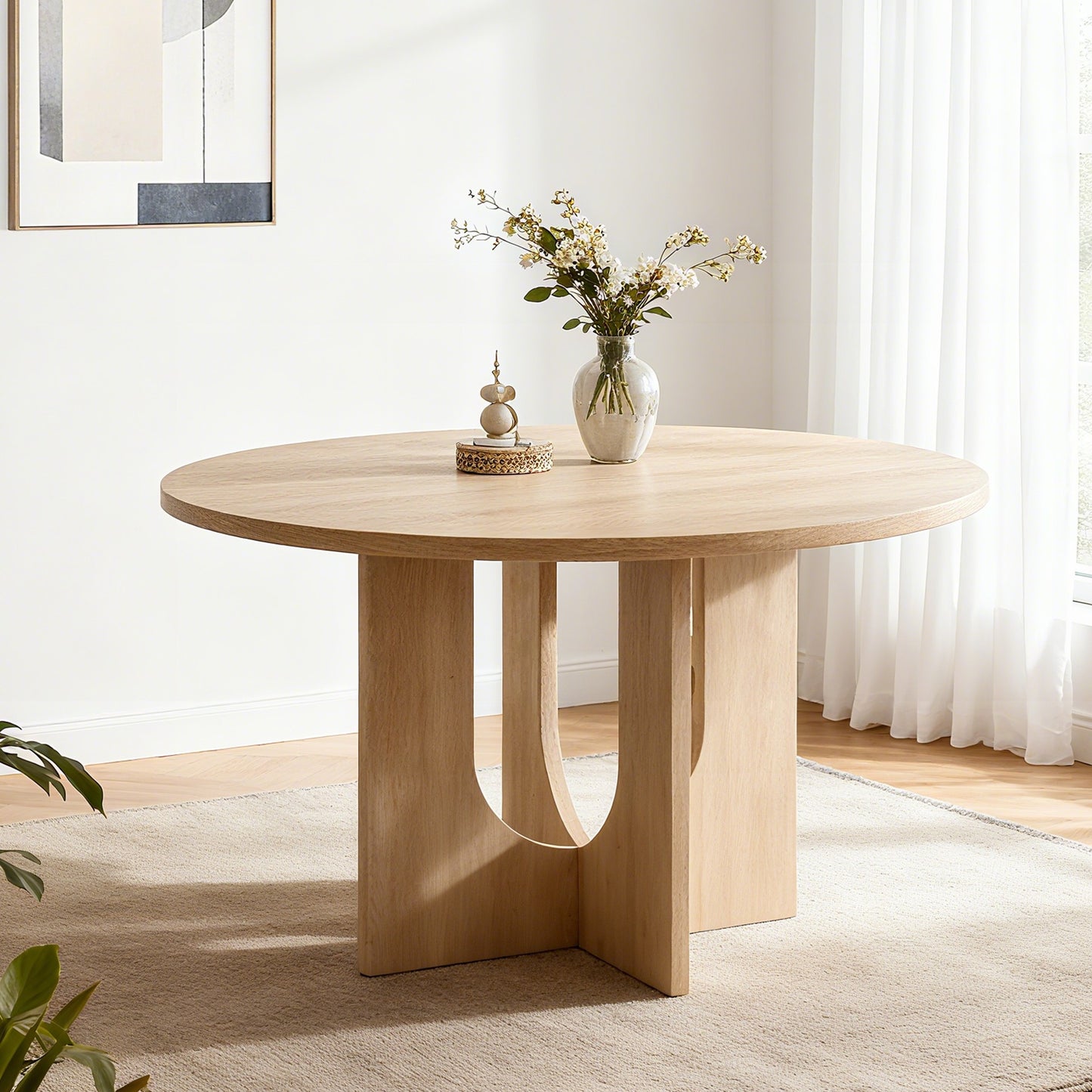 Sumdeal Round Wood-Look Dining Table for Apartments and Kitchens - main image 1