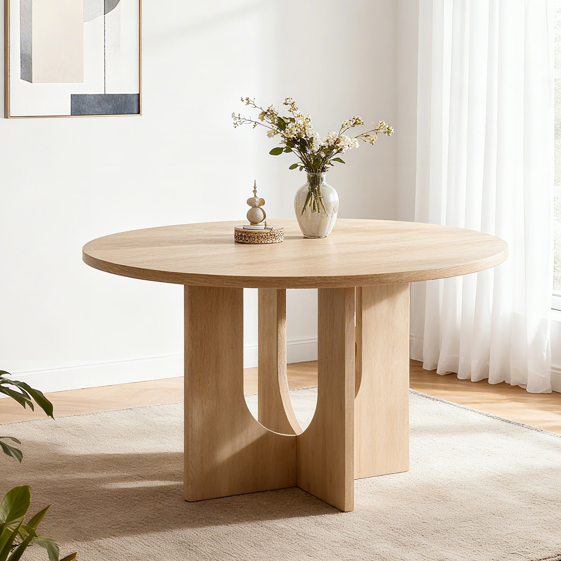 Sumdeal Round Wood-Look Dining Table for Apartments and Kitchens - main image 1
