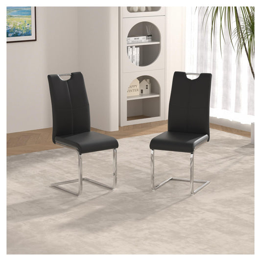 Sumdeal Modern PU Dining Chairs Set of 2 with Silver Legs for Small Dining Spaces - Walmart image Black