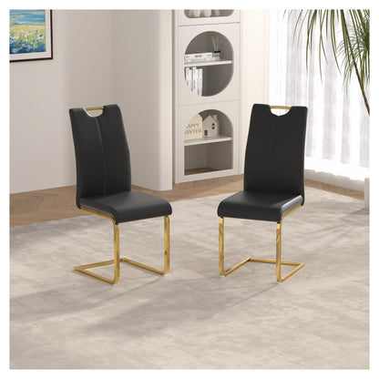 Sumdeal Modern PU Dining Chairs Set of 2 with Gold Legs for Compact Dining Rooms - Walmart image Black