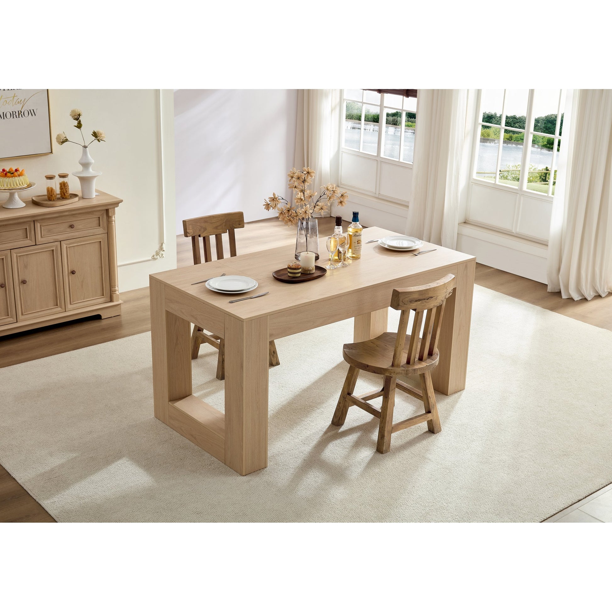 Sumdeal Rectangular Wood-Look Dining Table for Modern Dining Rooms - main image 1