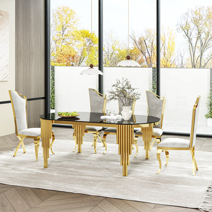 Sumdeal Oval Glass Dining Table for Modern Dining Rooms - main image 1