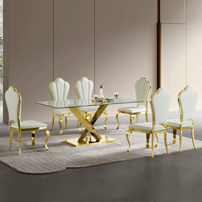 Sumdeal Rectangular Glass Dining Table for Modern Dining Rooms - main image 1