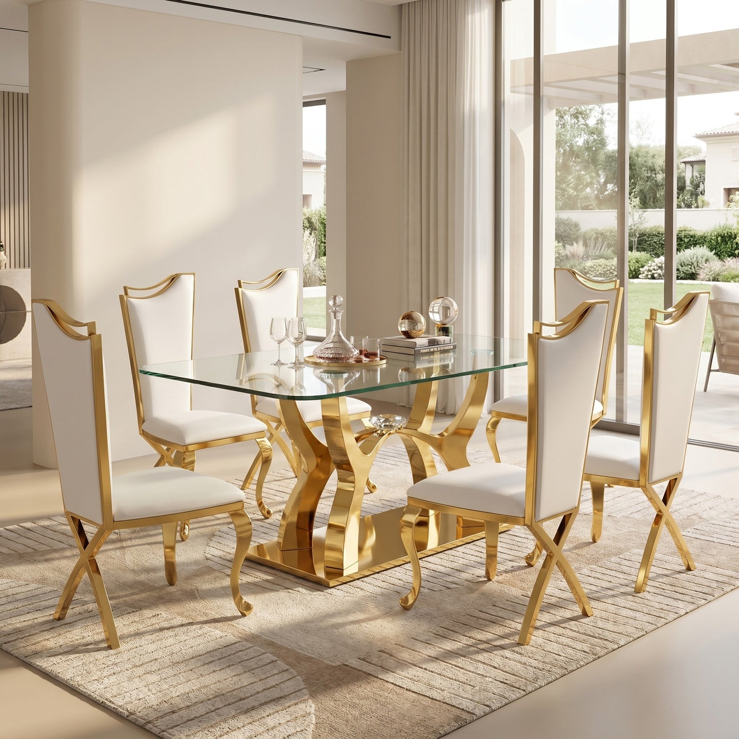 Sumdeal Rectangular Glass Dining Table for Modern Dining Rooms - main image 1