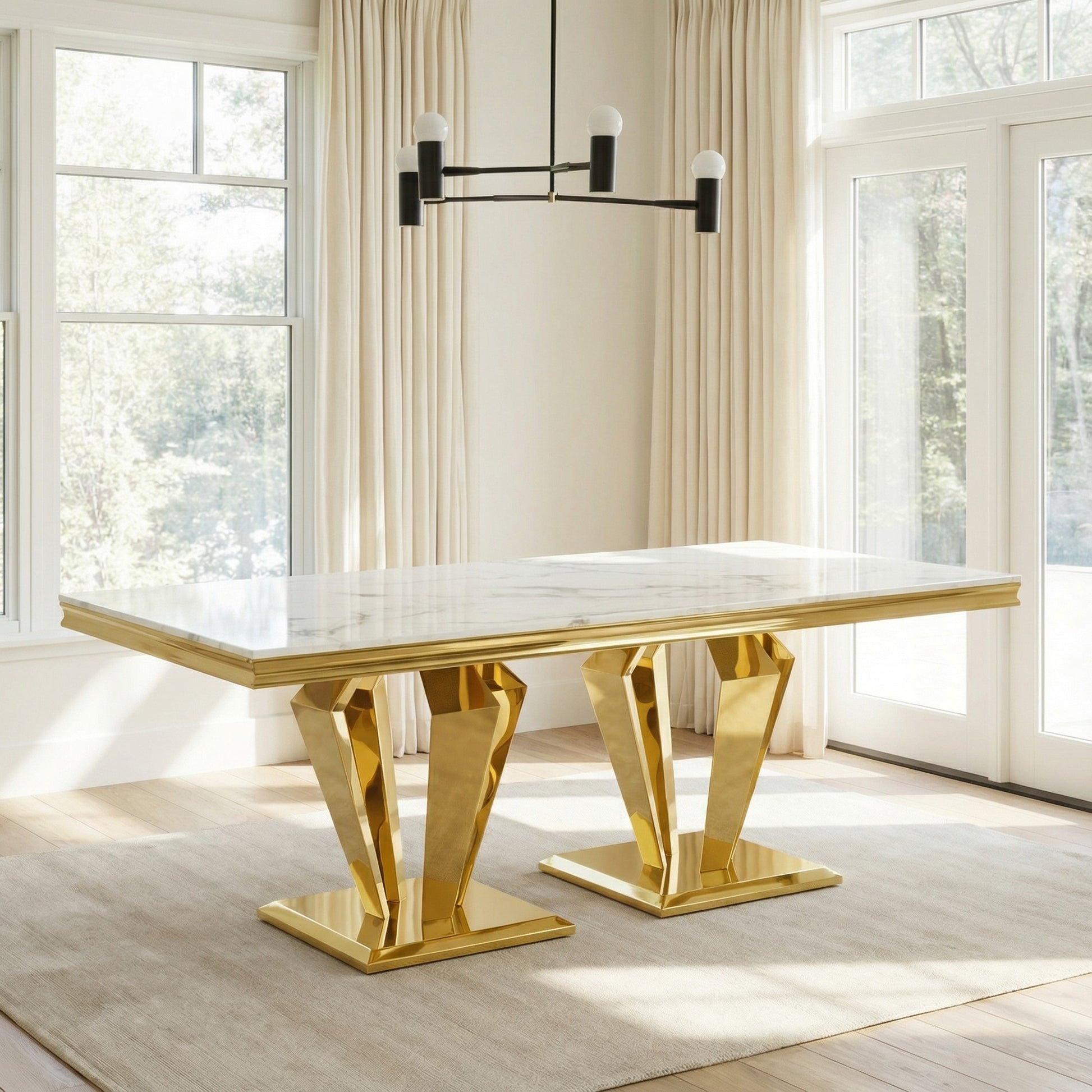Sumdeal Rectangular Faux Marble Dining Table for Modern Dining Rooms - main image 1