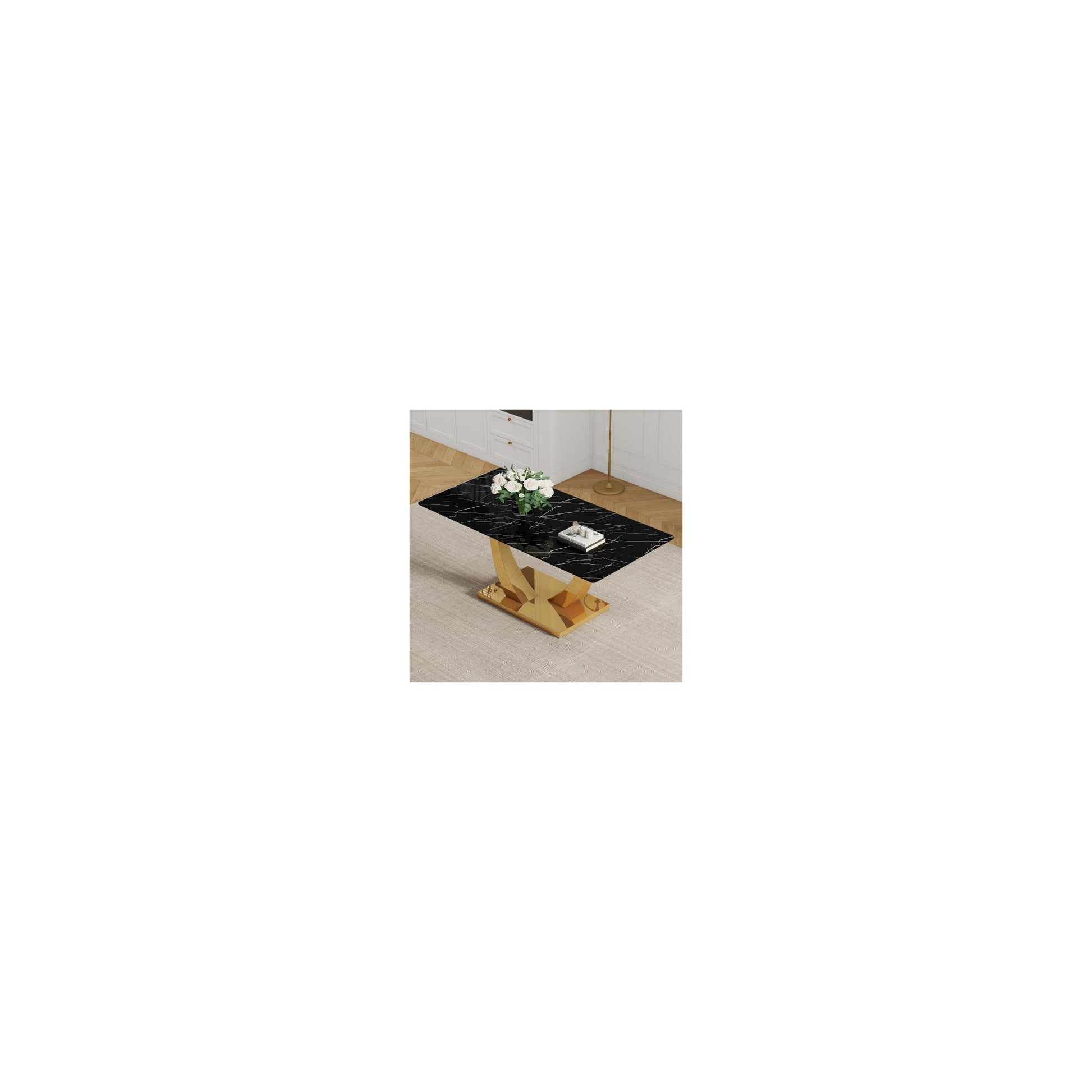 Sumdeal Rectangular Glass Dining Table for Modern Dining Rooms - main image 1