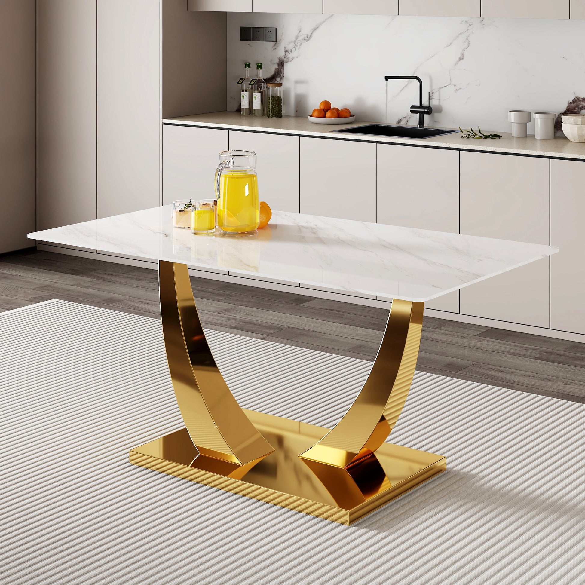 Sumdeal Rectangular Glass Dining Table for Modern Dining Rooms - main image 1