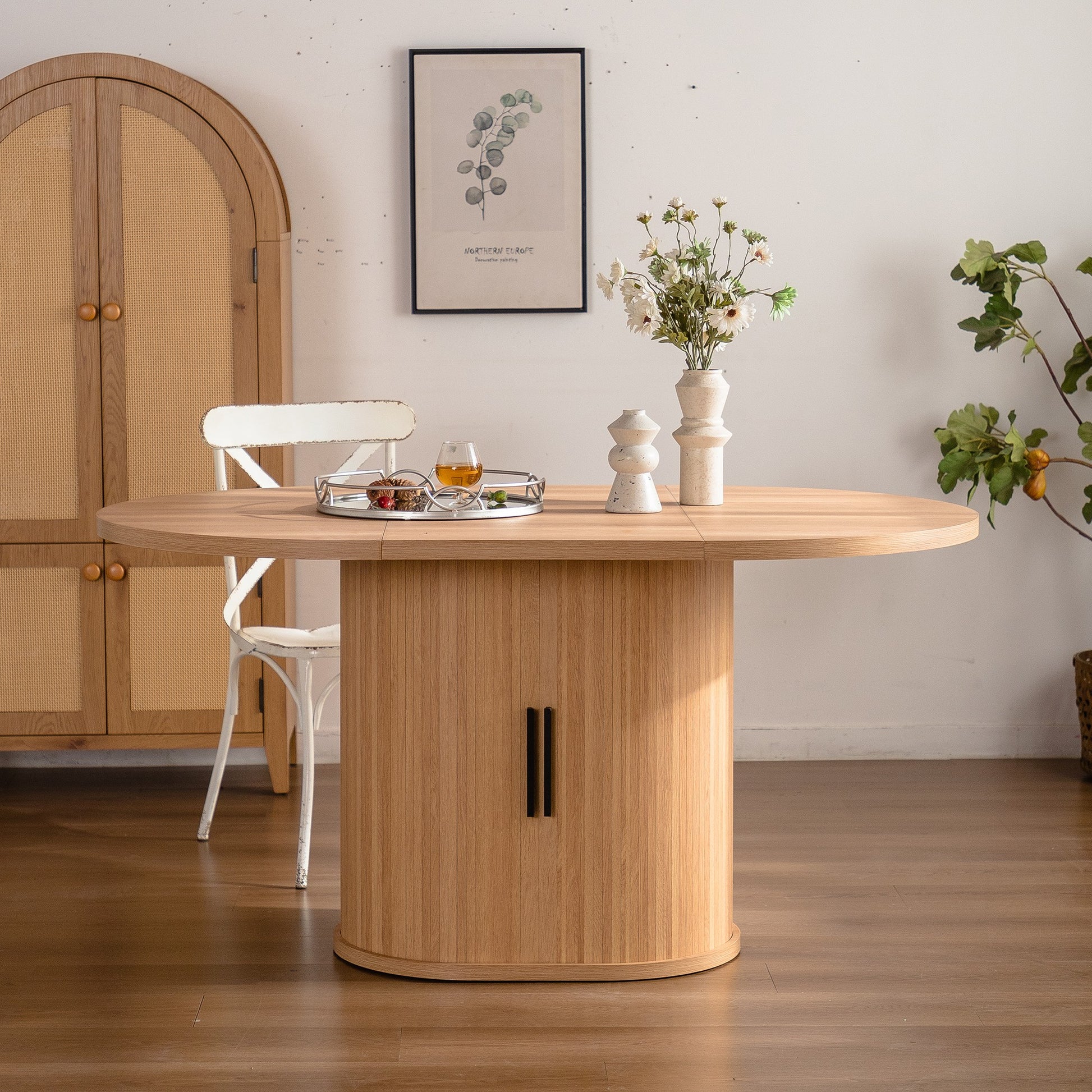 Sumdeal Oval Wood-Look Dining Table for Modern Dining Rooms - main image 1