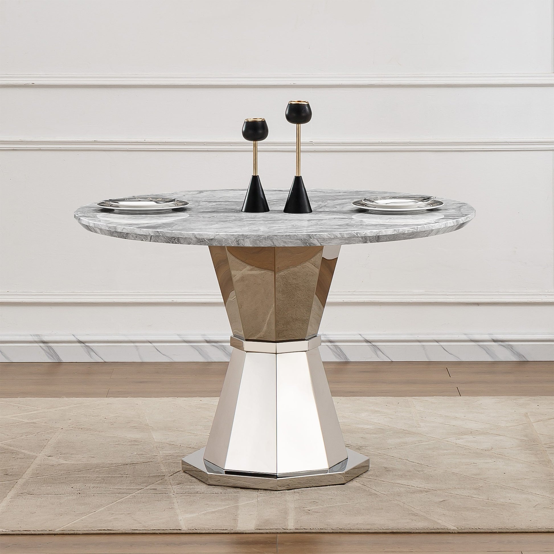 Sumdeal Round Faux Marble Dining Table for Apartments and Kitchens - main image 1