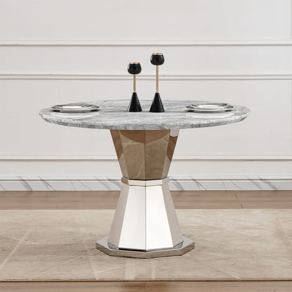 Sumdeal Round Faux Marble Dining Table for Apartments and Kitchens - main image 1