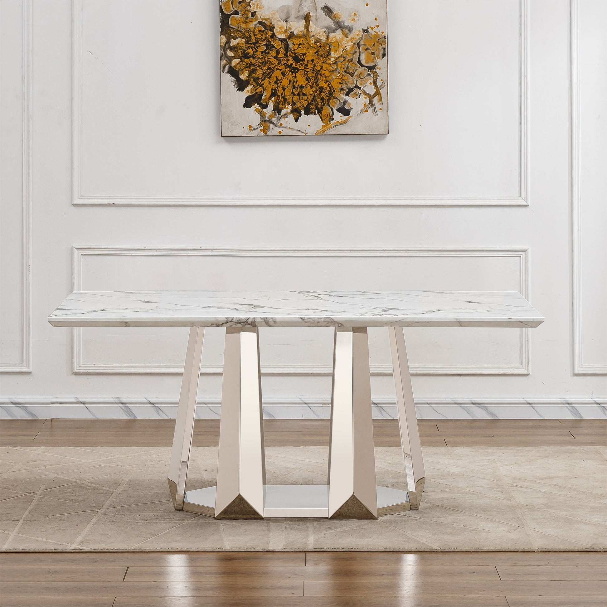 Sumdeal Rectangular Faux Marble Dining Table for Modern Dining Rooms - main image 1