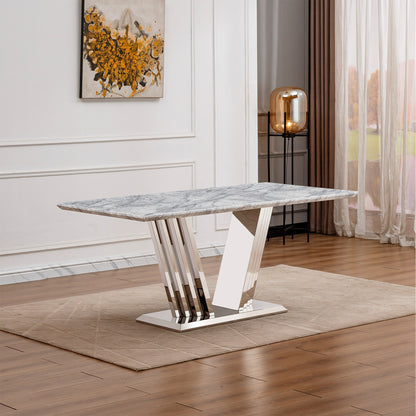Sumdeal Rectangular Faux Marble Dining Table for Modern Dining Rooms - main image 1