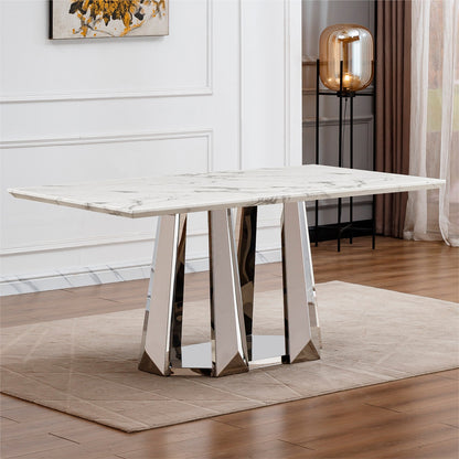 Sumdeal Rectangular Faux Marble Dining Table for Modern Dining Rooms - main image 1