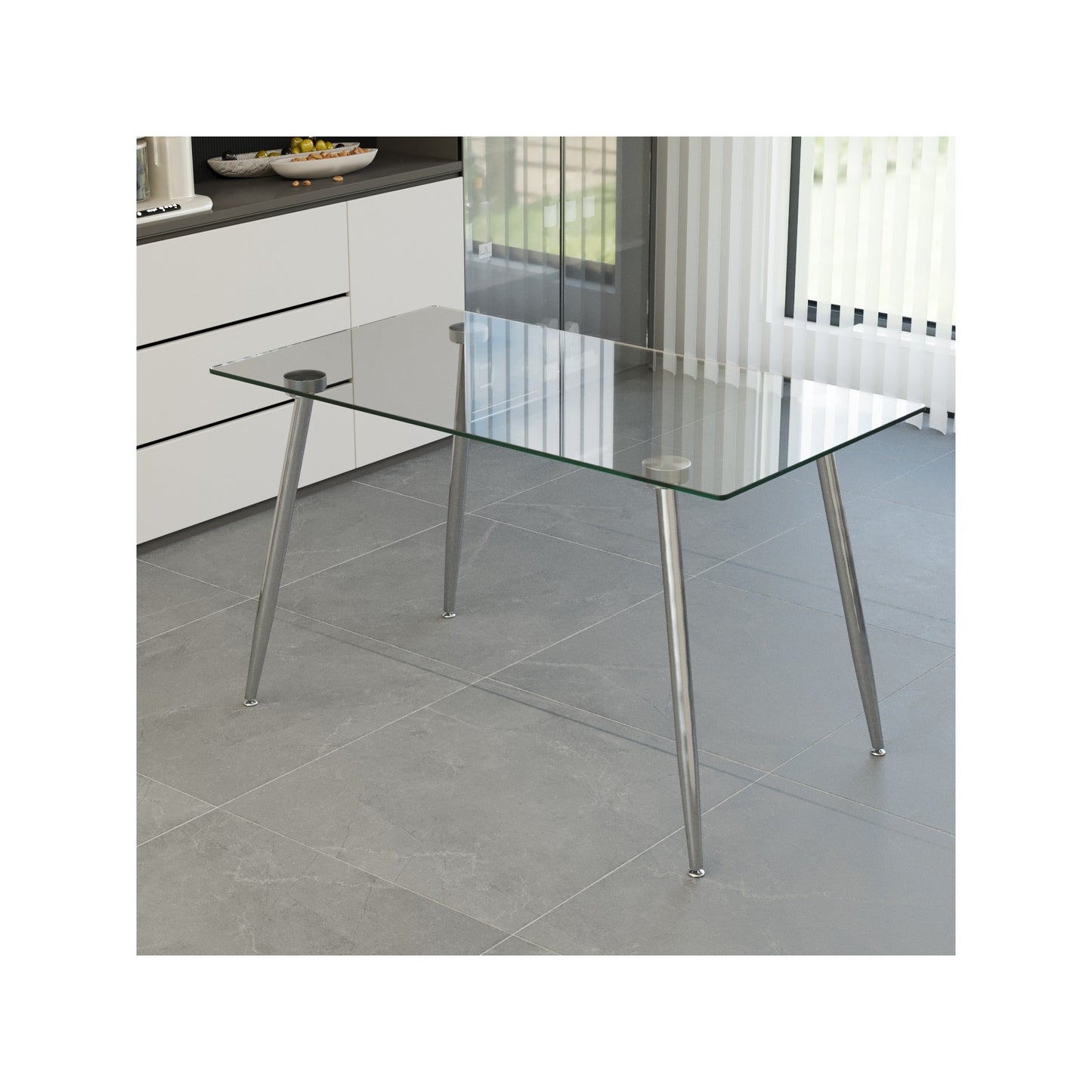 Sumdeal Rectangular Glass Dining Table for Modern Dining Rooms - main image 1