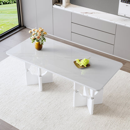 Sumdeal Rectangular Faux Marble Dining Table for Modern Dining Rooms - main image 1
