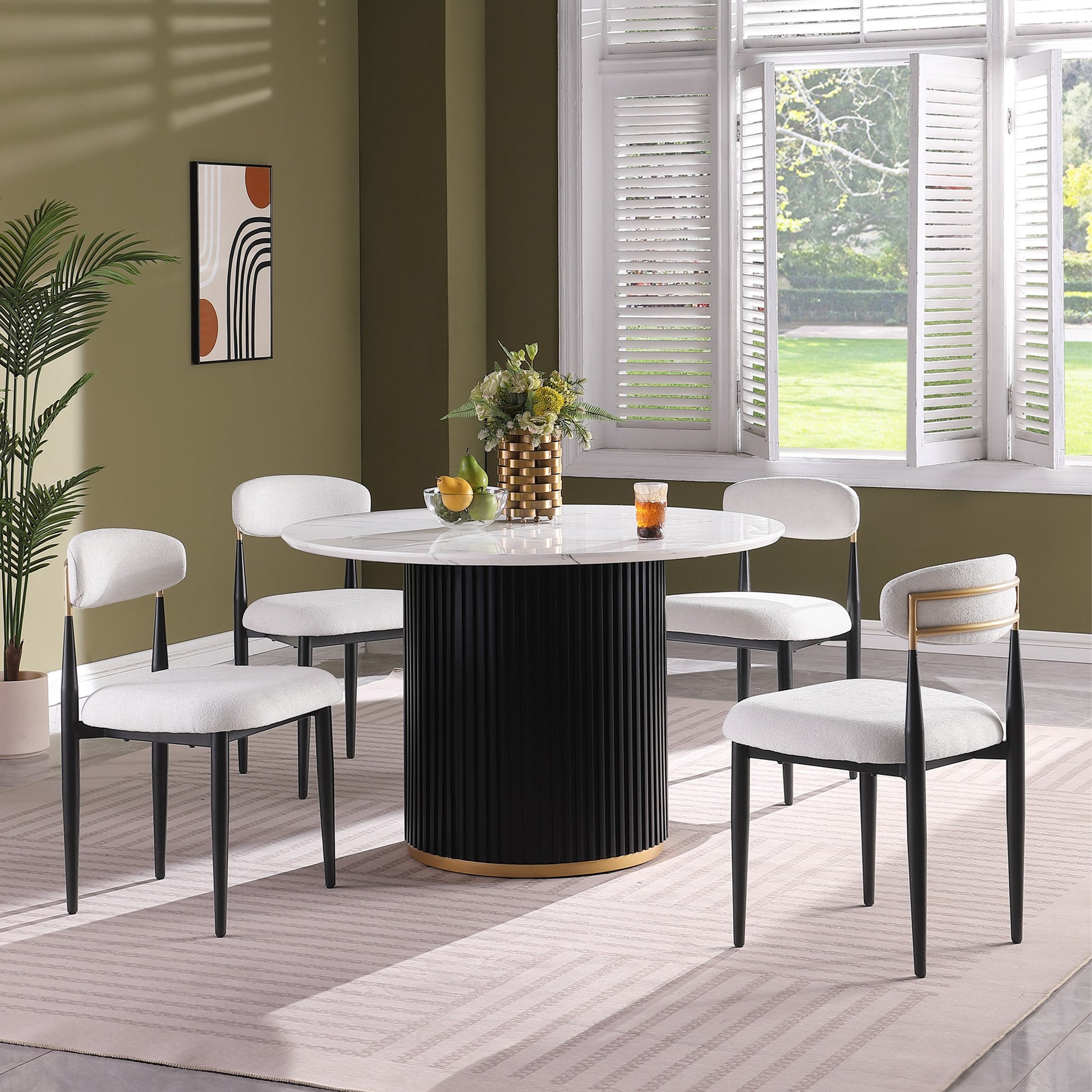 Sumdeal Round Faux Marble Dining Table for Apartments and Kitchens - main image 1