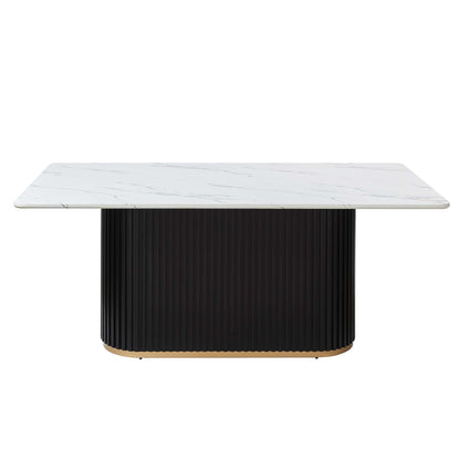 Sumdeal Rectangular Faux Marble Dining Table for Modern Dining Rooms - main image 1