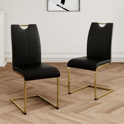 Sumdeal Modern Pu Leather Dining Chair with Handle and C-shaped Metal Legs