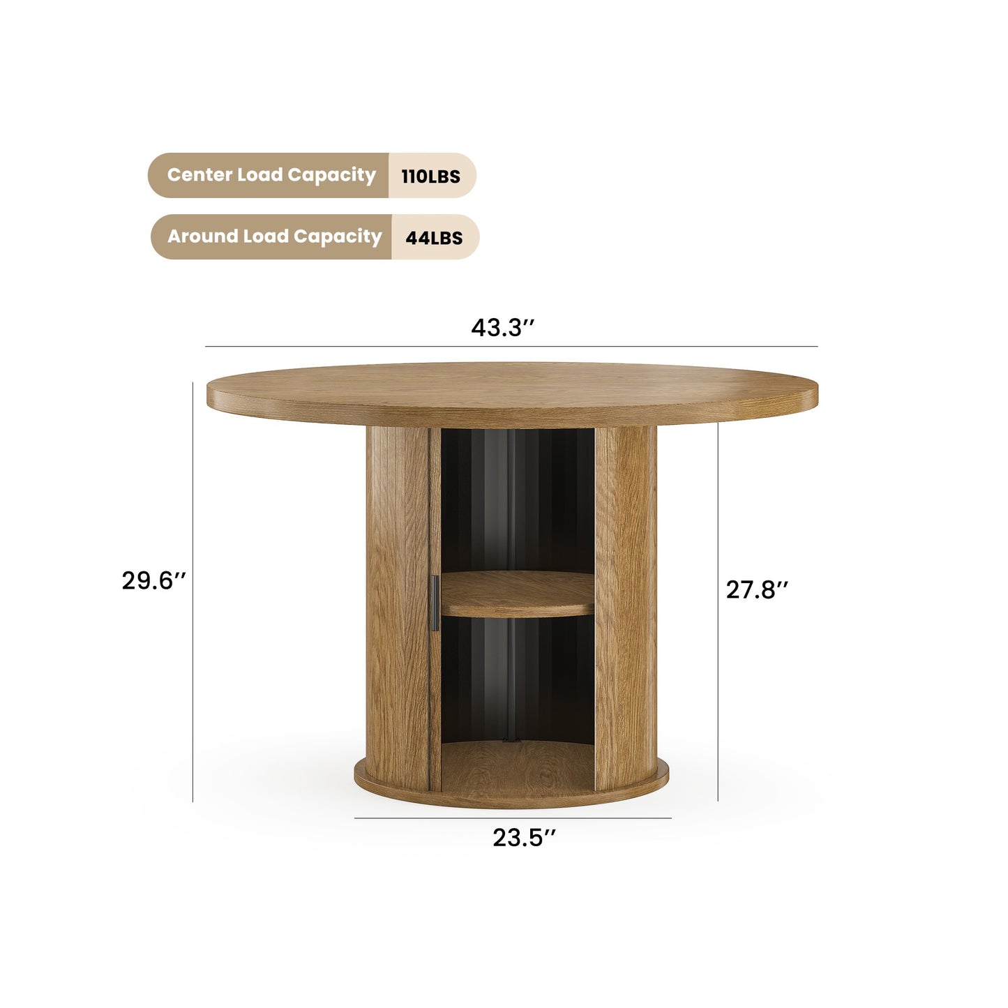 Sumdeal Round Wood-Look Dining Table for Apartments and Kitchens - dimension image 2