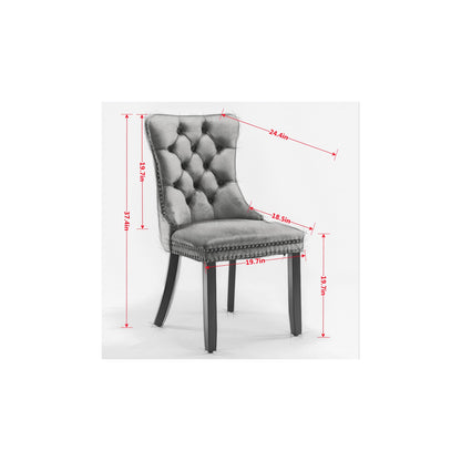Sumdeal Wood-Leg Velvet Dining Chairs Set of 2 for Warm Dining Rooms - dimension 2