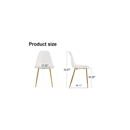 Sumdeal Golden Clear Plastic Dining Chairs Set of 6 with Gold Legs - dimension image 2