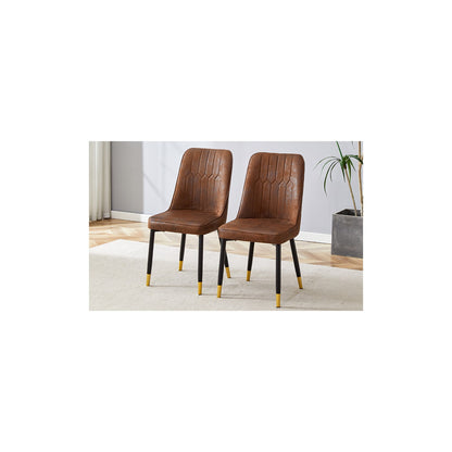 Sumdeal Brown and Black Upholstered Dining Chairs Set of 2 with Black Legs - dimension image 2