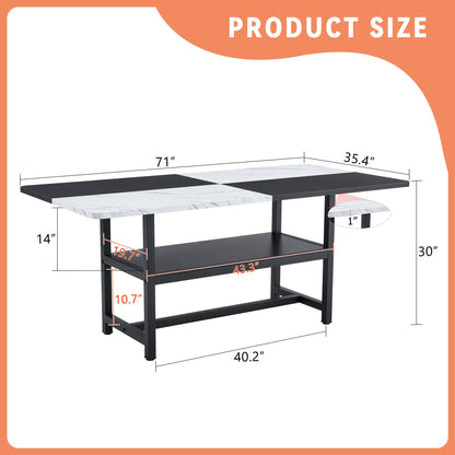Sumdeal Rectangular Wood-Look Dining Table for Modern Dining Rooms - dimension image 2
