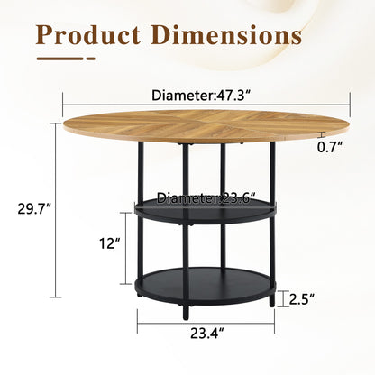 Sumdeal Round Wood-Look Dining Table for Apartments and Kitchens - dimension image 2