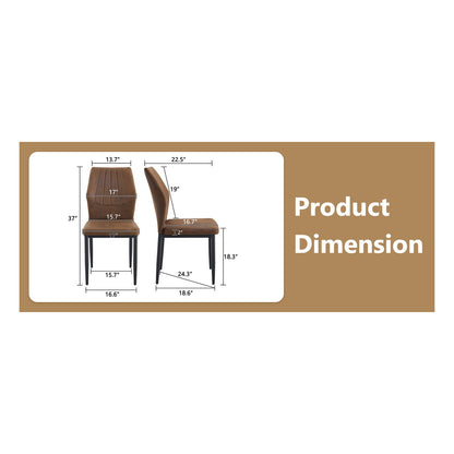 Sumdeal Brown and Black Fabric Dining Chairs Set of 3 with Modern Legs - dimension image 2