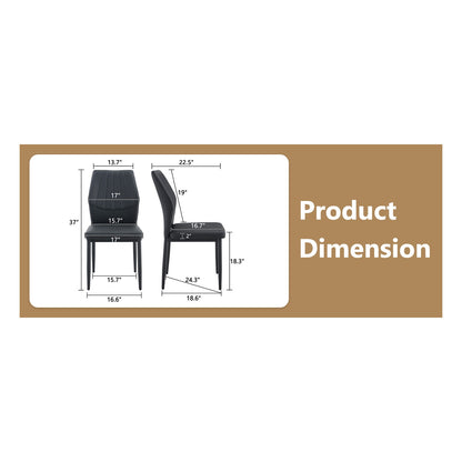 Sumdeal Black PU Leather Dining Chairs Set of 3 with Modern Legs - dimension image 2
