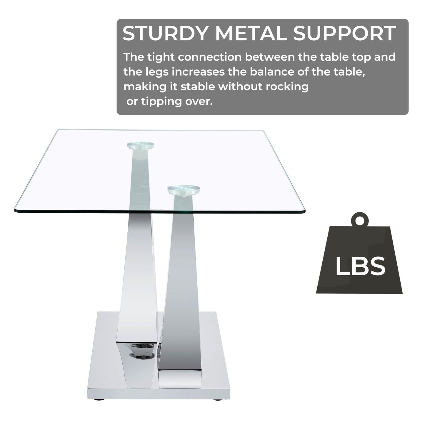 Sumdeal Rectangular Glass Dining Table for Modern Dining Rooms - dimension image 2