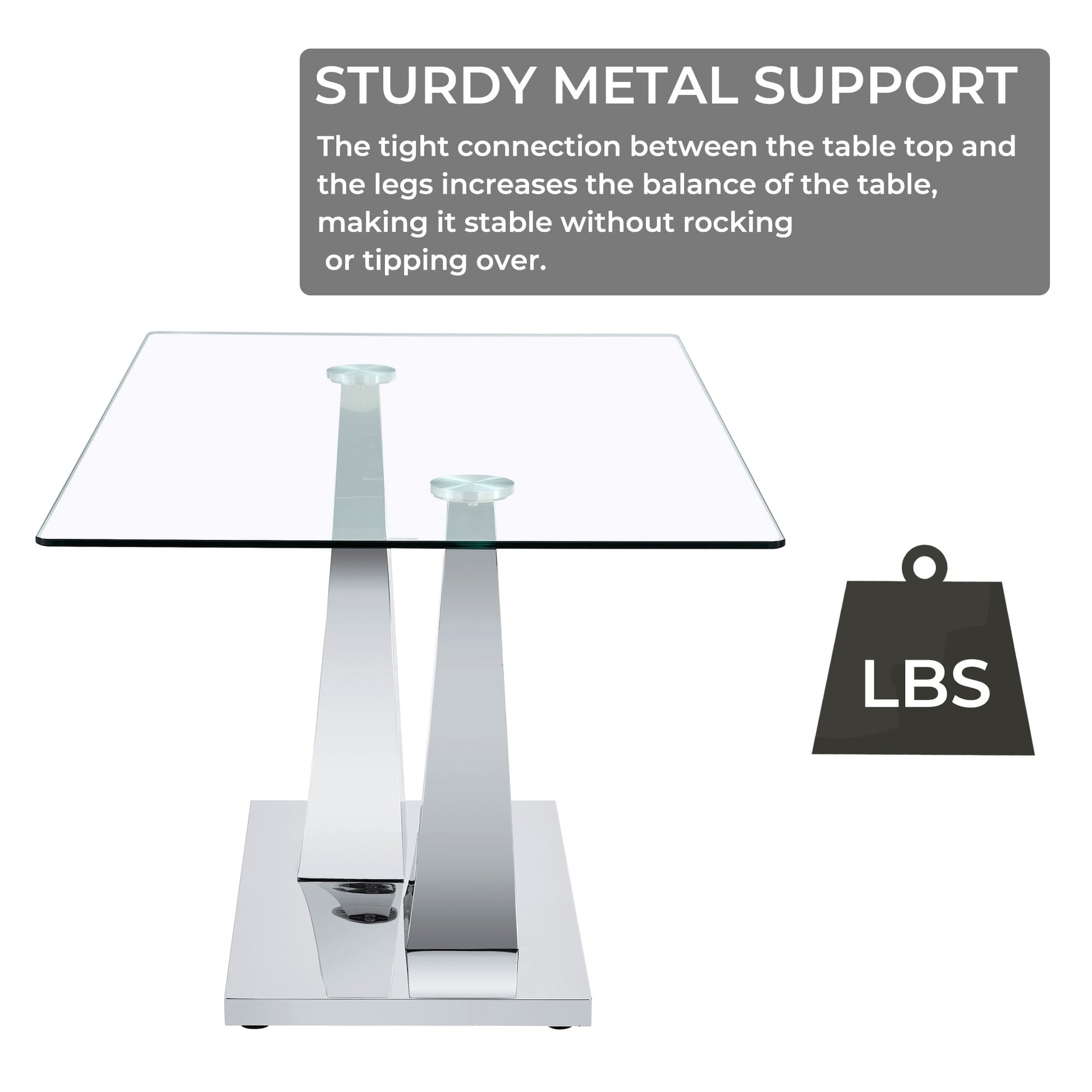 Sumdeal Rectangular Glass Dining Table for Modern Dining Rooms - dimension image 2