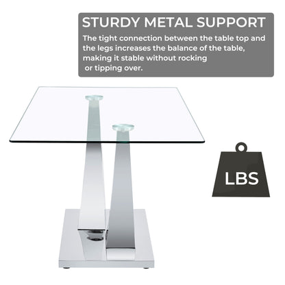 Sumdeal Rectangular Glass Dining Table for Modern Dining Rooms - dimension image 2