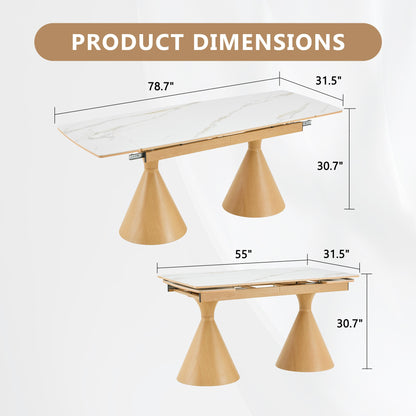 Sumdeal Extendable Faux Marble Dining Table for Flexible Family Dining - dimension image 2