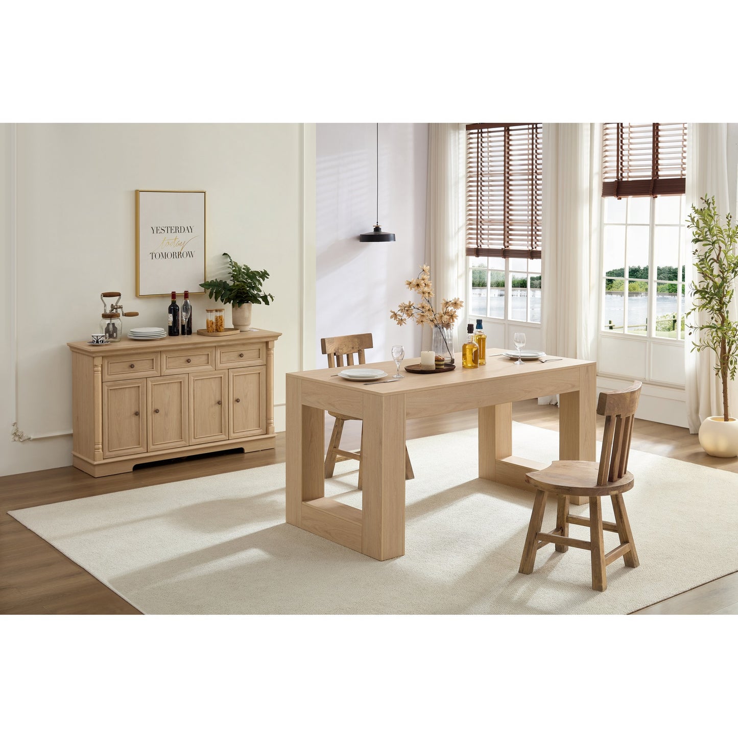 Sumdeal Rectangular Wood-Look Dining Table for Modern Dining Rooms - fallback-gallery image 3