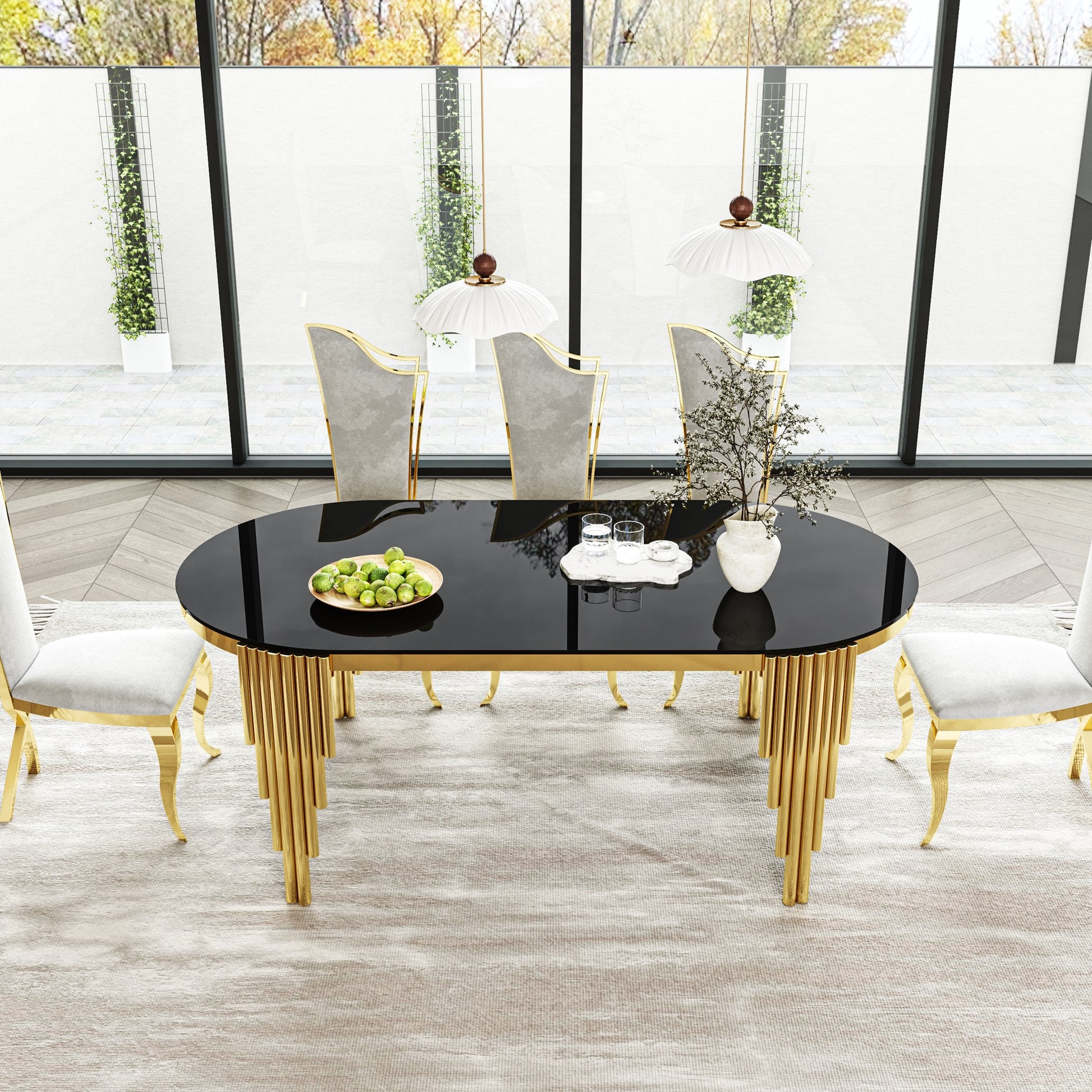 Sumdeal Oval Glass Dining Table for Modern Dining Rooms - fallback-gallery image 2