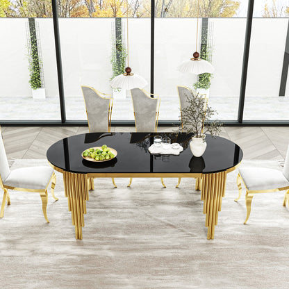 Sumdeal Oval Glass Dining Table for Modern Dining Rooms - fallback-gallery image 2