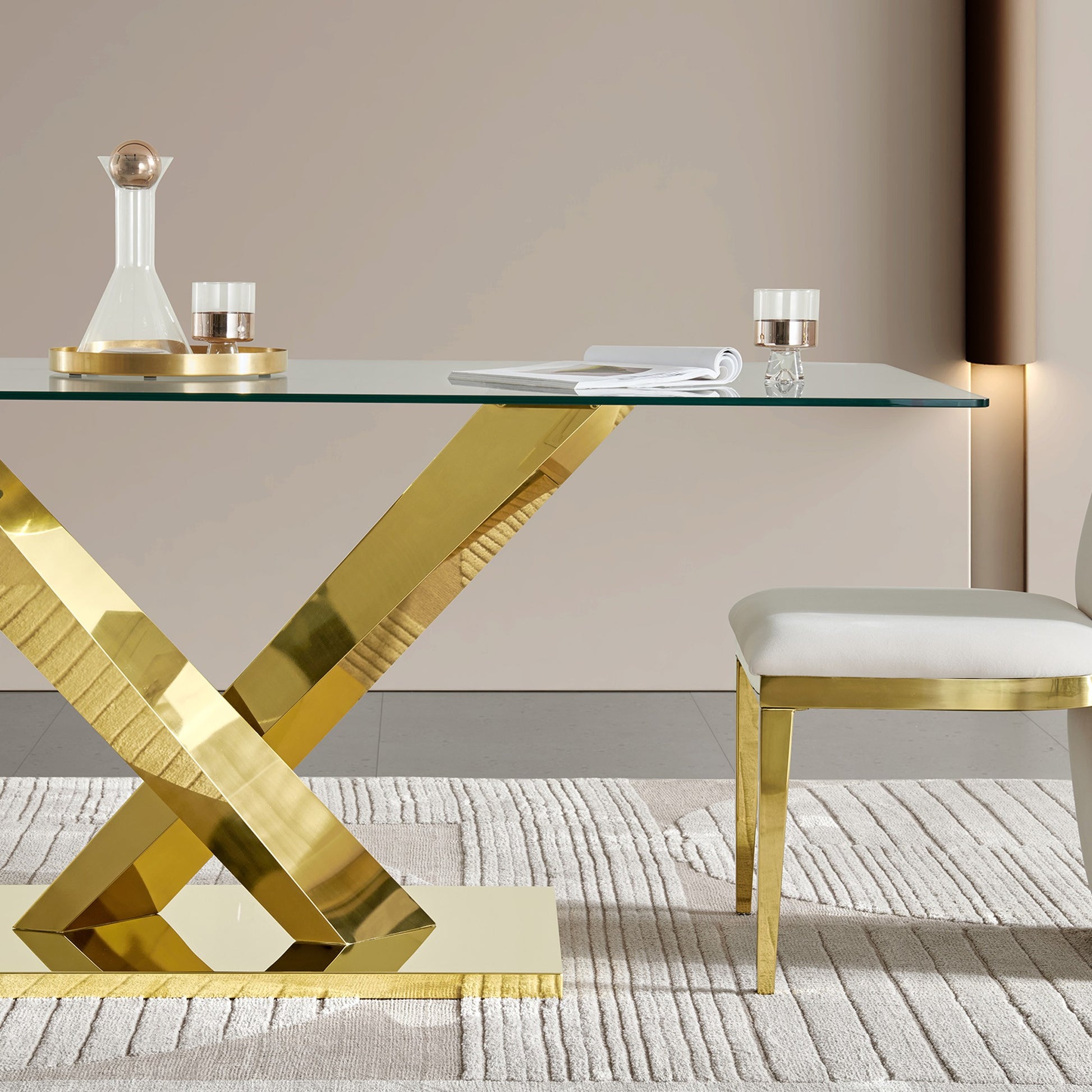 Sumdeal Rectangular Glass Dining Table for Modern Dining Rooms - fallback-gallery image 2