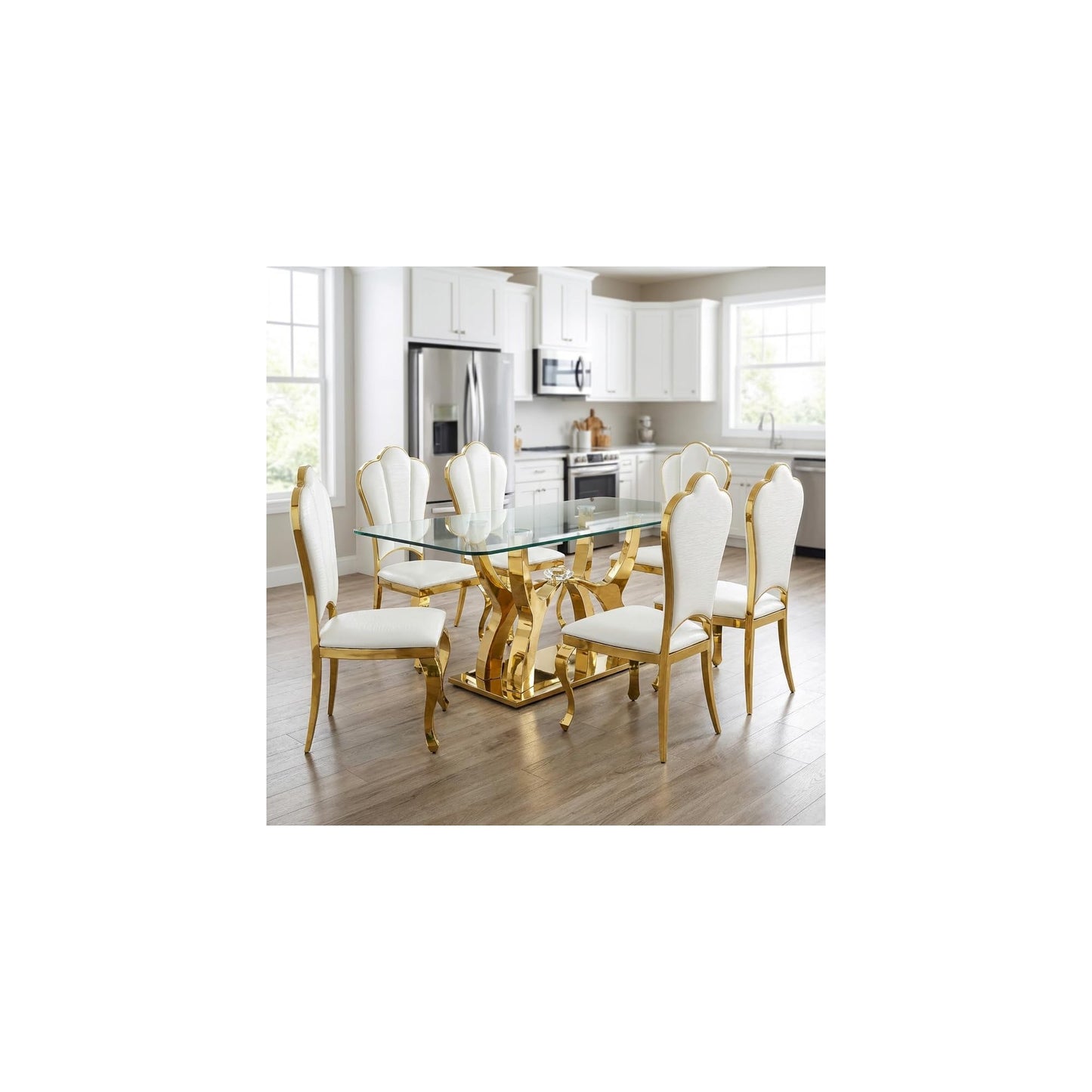 Sumdeal Rectangular Glass Dining Table for Modern Dining Rooms - fallback-gallery image 2