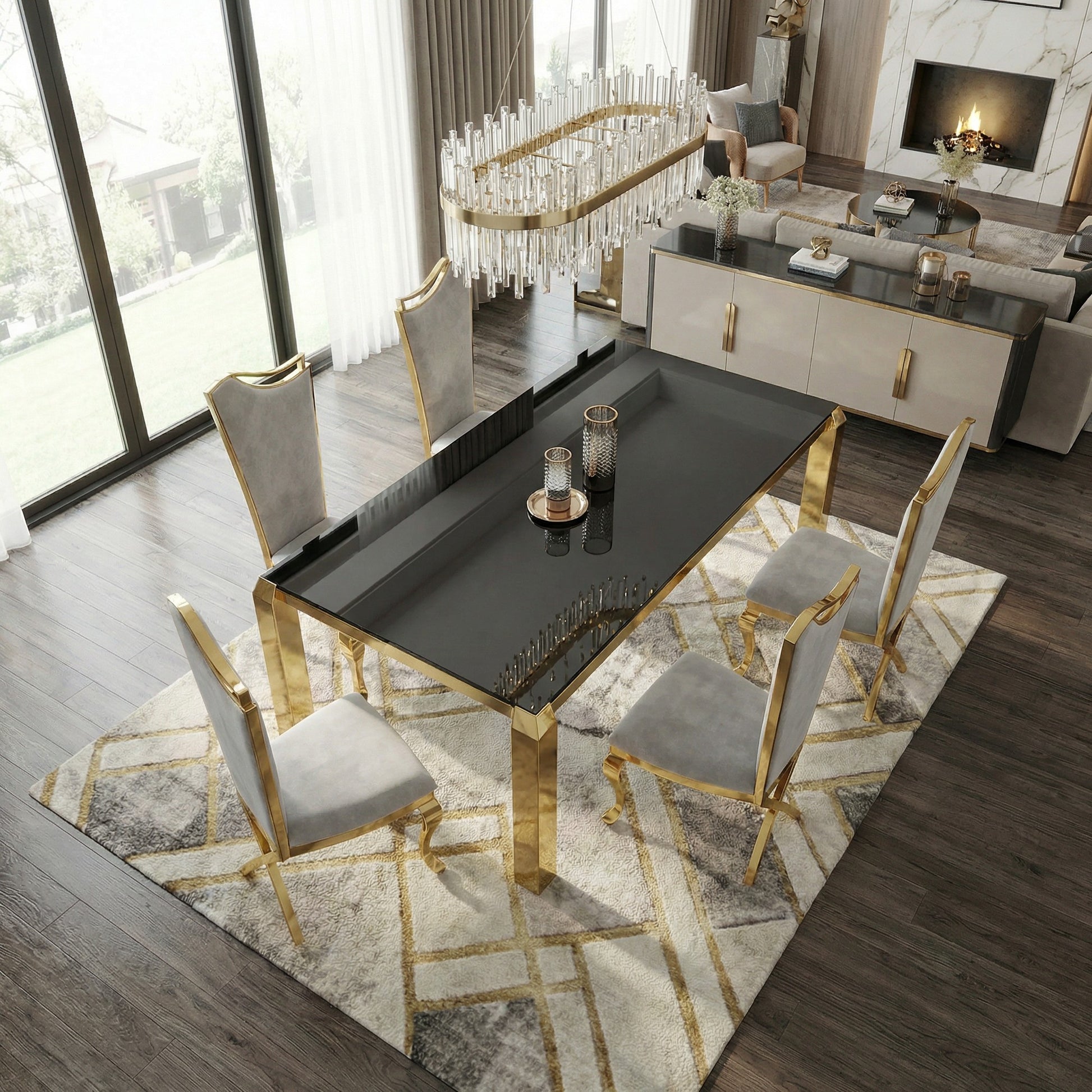 Sumdeal Rectangular Glass Dining Table for Modern Dining Rooms - fallback-gallery image 2