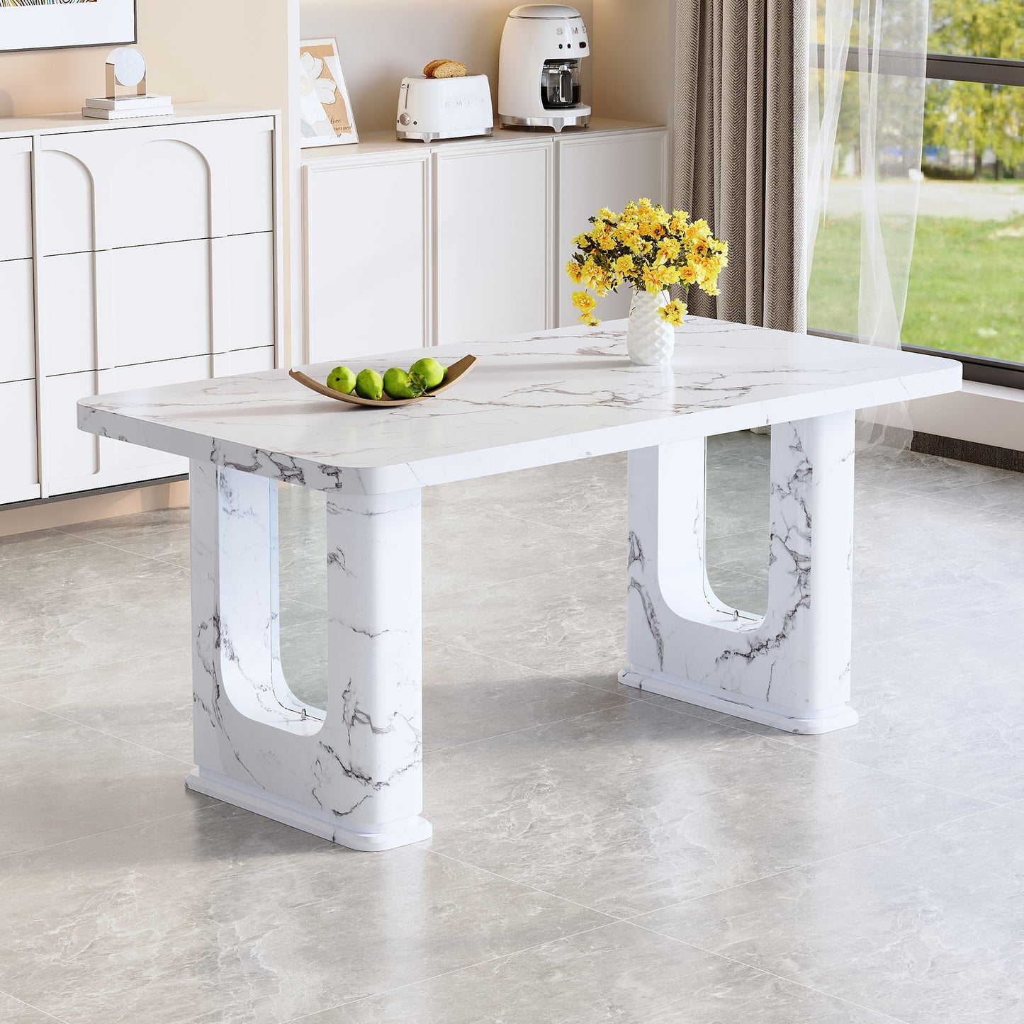 Sumdeal Rectangular Glass Dining Table for Modern Dining Rooms - fallback-gallery image 3