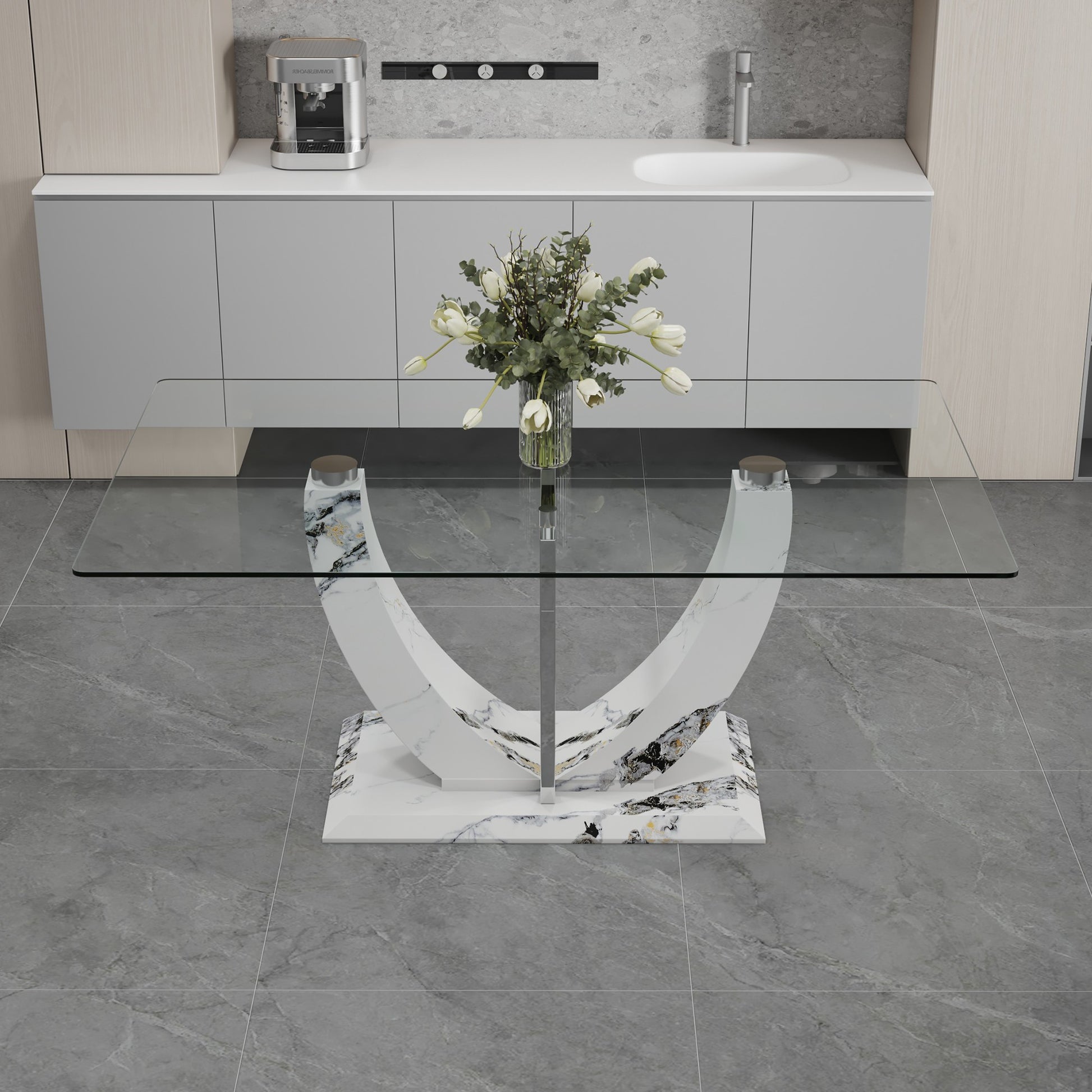 Sumdeal Rectangular Glass Dining Table for Modern Dining Rooms - fallback-gallery image 3