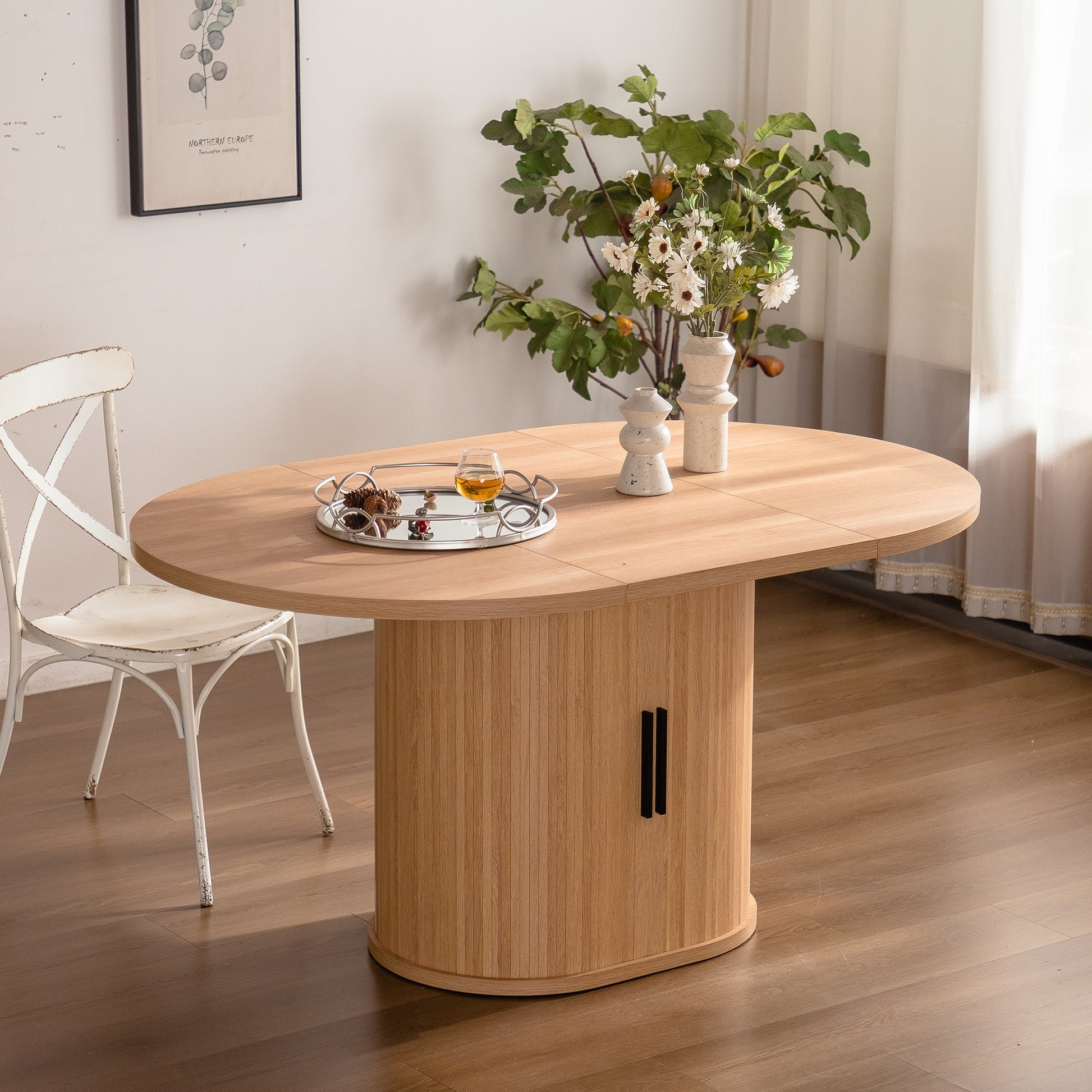 Sumdeal Oval Wood-Look Dining Table for Modern Dining Rooms - fallback-gallery image 2