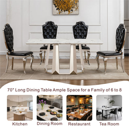 Sumdeal Rectangular Faux Marble Dining Table for Modern Dining Rooms - fallback-gallery image 3