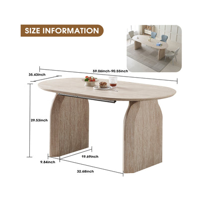 Sumdeal Oval Wood-Look Dining Table for Modern Dining Rooms - dimension image 2