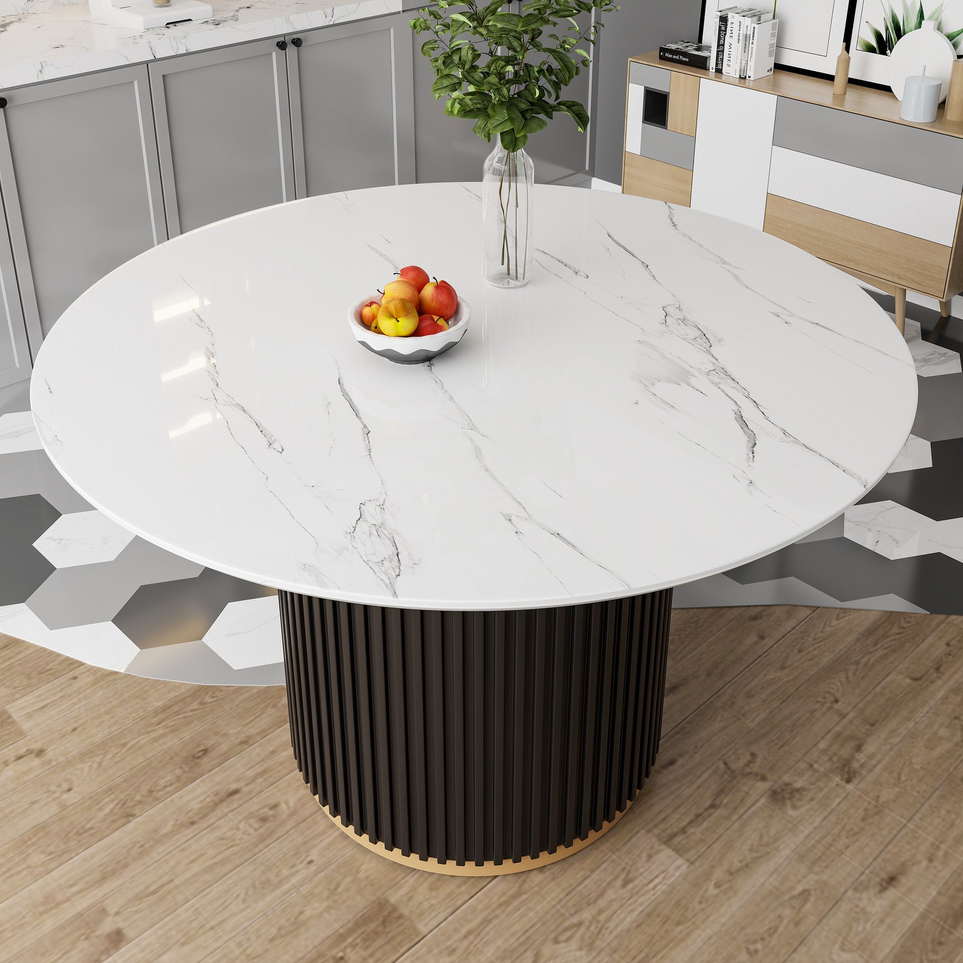 Sumdeal Round Faux Marble Dining Table for Apartments and Kitchens - fallback-gallery image 3