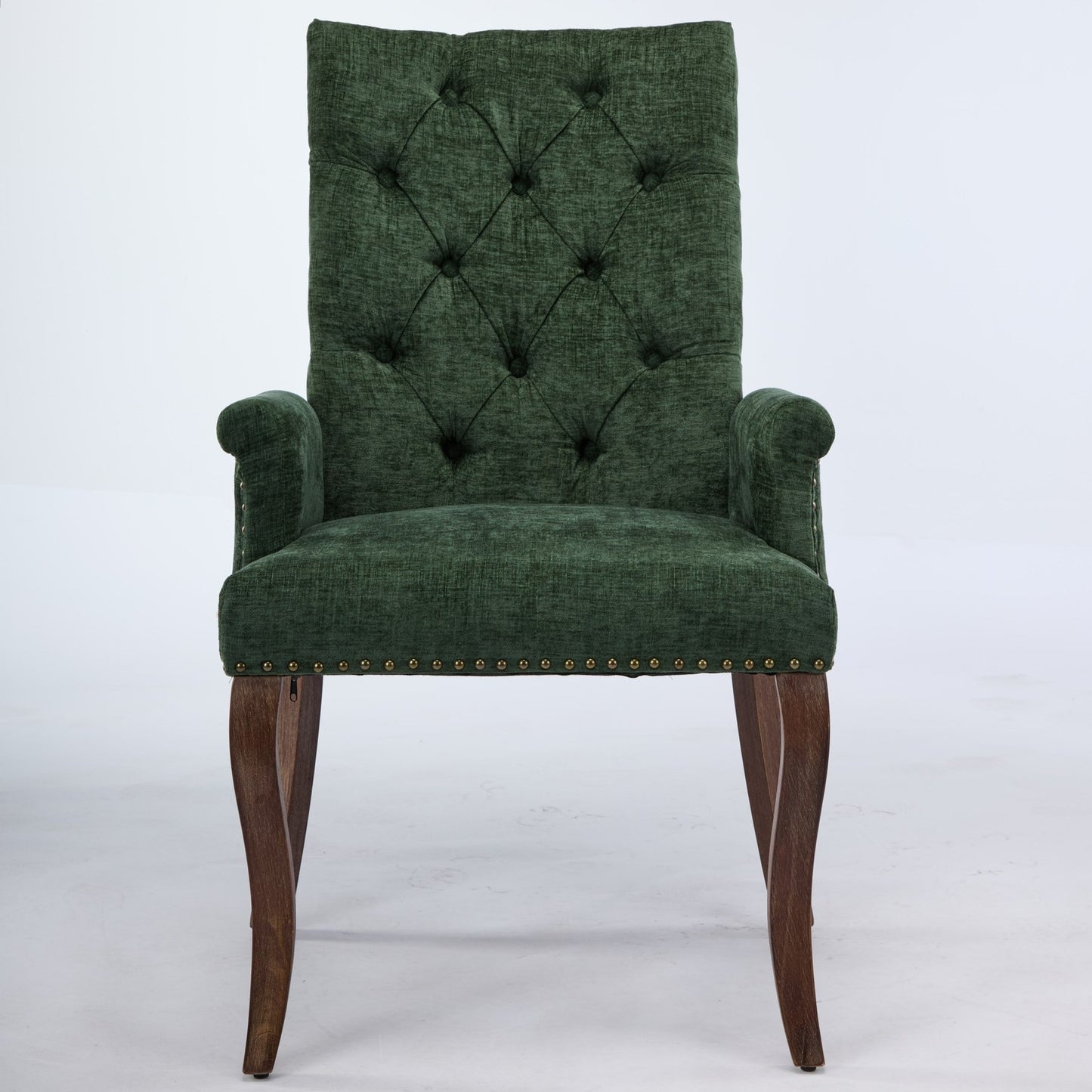 Sumdeal Olive Green Upholstered Dining Chairs Set of 2 with Wood Legs - product image 2